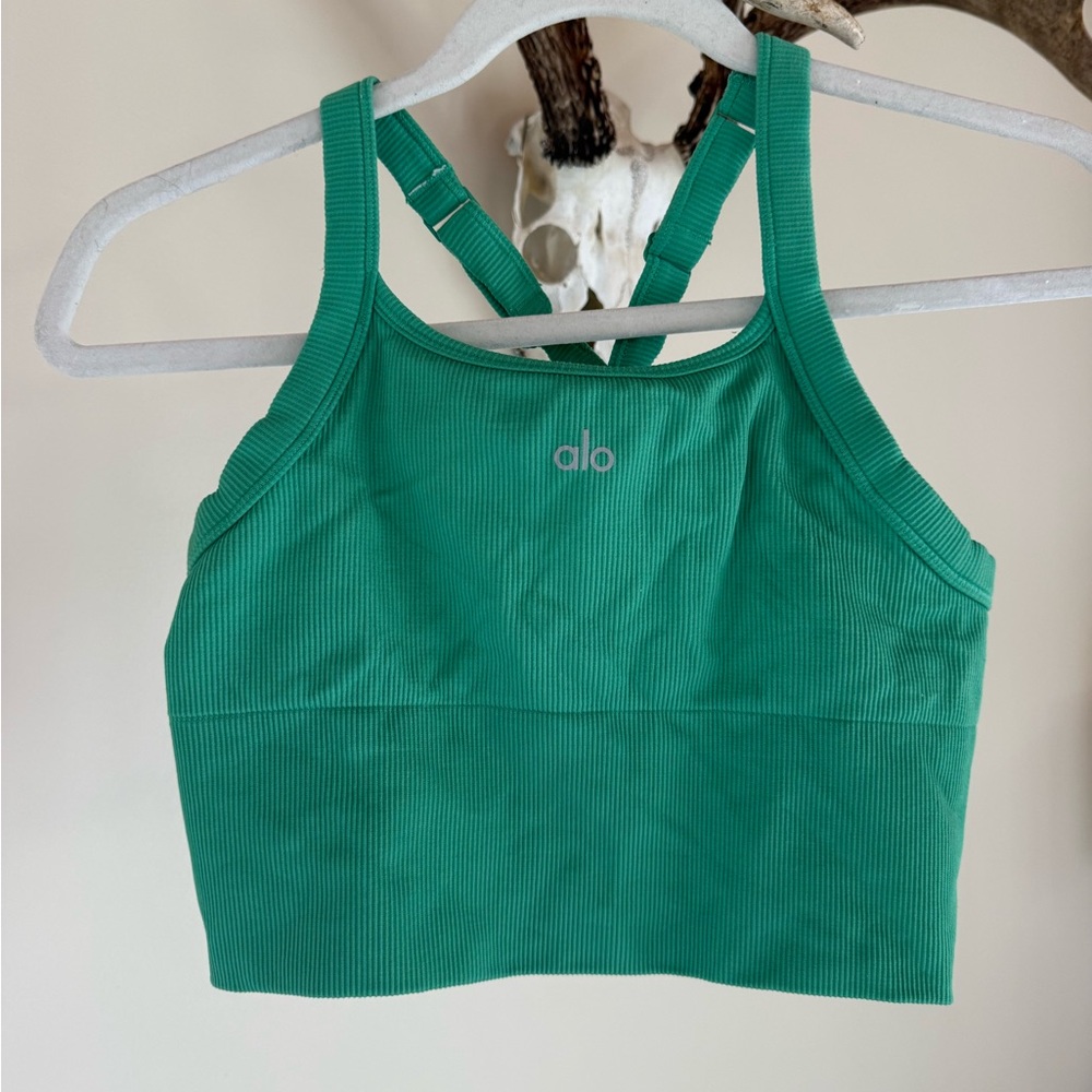 ALO Yoga Ribbed Emerald Green Cropped Tank
